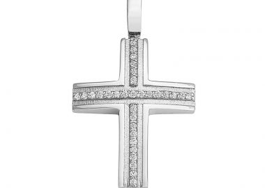 Σταυρός με Ζιργκόν Λευκόχρυσος Κ14 - 13061CZ -  - 