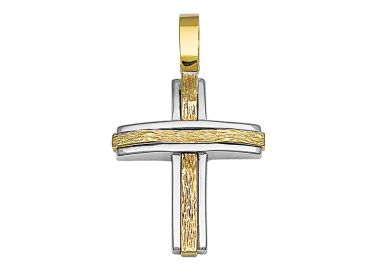 Σταυρός Σαγρέ Χρυσός και Λευκόχρυσος Κ14 - 13093SA -  - 