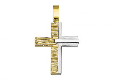 Σταυρός Σαγρέ Χρυσός και Λευκόχρυσος Κ14 - 13094 -  - 