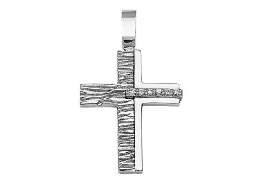 Σταυρός Σαγρέ με Ζιργκόν Λευκόχρυσος Κ14 - 13094CZ -  - 