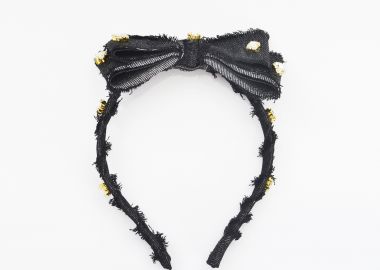 Στέκα τζιν με φιόγκο και strass - MAT FASHION - 