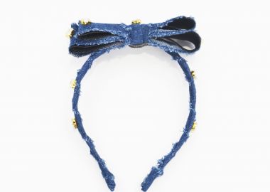 Στέκα τζιν με φιόγκο και strass - MAT FASHION - 