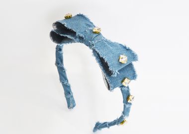 Στέκα τζιν με φιόγκο και strass - MAT FASHION - 