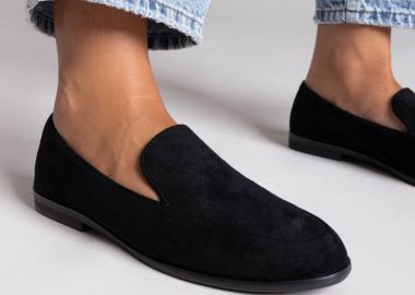 Stephan Μοκασίνια Suede με Φλατ Σόλα - QQ-267 - Μαύρο Σουέτ - Stephan - 