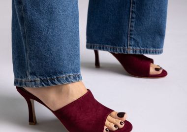 Stephan Mules με ψηλό τακούνι - P-1478 - Burgundy Suede - Stephan - 