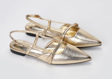 Stephan Μυτερές Slingback μπαλαρίνες - P-1510 - Gold Metallic - Stephan - 