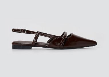 Stephan Μυτερές Slingback μπαλαρίνες - P-1510 - Σκούρο Καφέ Ματ - Stephan - 