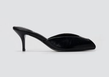 Stephan Peep Toe Mules Kitten Heel - QQ-296 - Μαύρο Ματ - Stephan - 