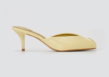 Stephan Peep Toe Mules Kitten Heel - QQ-296 - Yellow Matte - Stephan - 
