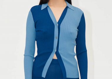 Stine Goya γυναικεία ζακέτα ribbed - SG-PS25-K015-2324 Μπλε - STINE GOYA - 