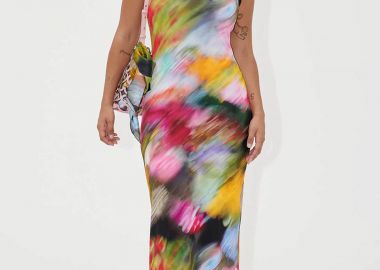 Stine Goya γυναικείο φόρεμα midi αμάνικο με floral print 