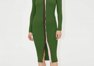 Stine Goya γυναικείο φόρεμα midi ribbed - SG-PS25-D070-2324 Πράσινο - STINE GOYA - 