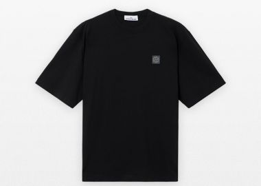 STONE ISLAND Ανδρικό Μαύρο Combed Organic Cotton Jersey T-Shirt - STONE ISLAND - 