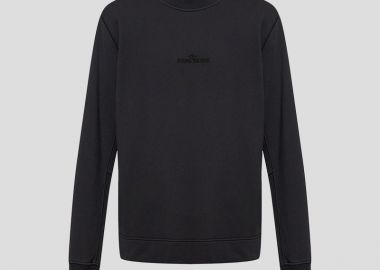 STONE ISLAND Ανδρικό Μαύρο Logo-Embroidered Sweatshirt - STONE ISLAND - 