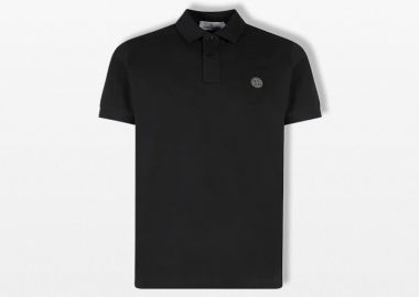 STONE ISLAND Ανδρικό Μαύρο Polo T-shirt - STONE ISLAND - 