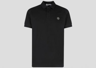 STONE ISLAND Ανδρικό Μαύρο Polo T-shirt - STONE ISLAND - 