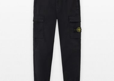 STONE ISLAND Ανδρικό Μαύρο Supima® Cotton Twill Stretch-TC Cargo Trousers - STONE ISLAND - 