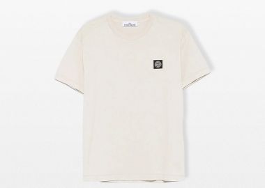 STONE ISLAND Ανδρικό Μπεζ Lightweight-Jersey T-shirt - STONE ISLAND - 