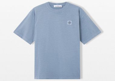 STONE ISLAND Ανδρικό Μπλε Regular Fit T-Shirt - STONE ISLAND - 