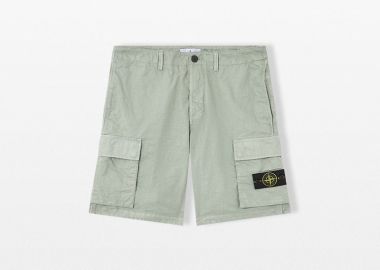 STONE ISLAND Ανδρικό Πράσινο Cargo Bermuda Shorts - STONE ISLAND - 