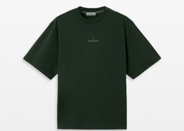 STONE ISLAND Ανδρικό Πράσινο Combed Organic Cotton Jersey T-Shirt - STONE ISLAND - 