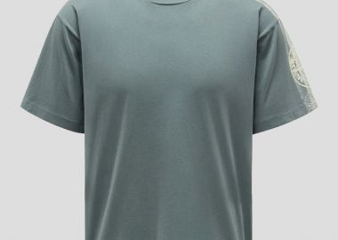 STONE ISLAND Ανδρικό Πράσινο Stripe Two Moss Print T-shirt - STONE ISLAND - 