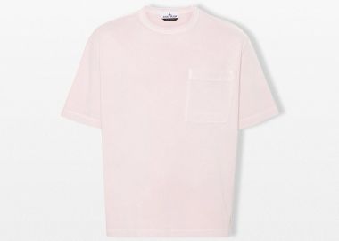 STONE ISLAND Ανδρικό Ροζ Back Stripes T-Shirt With Pocket - STONE ISLAND - 