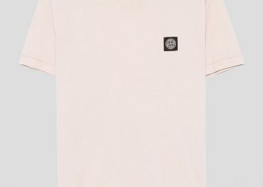 STONE ISLAND Ανδρικό Ροζ Compass-Motif T-shirt - STONE ISLAND - 