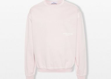 STONE ISLAND Ανδρικό Ροζ Logo-Print Cotton Sweatshirt In Pink - STONE ISLAND - 