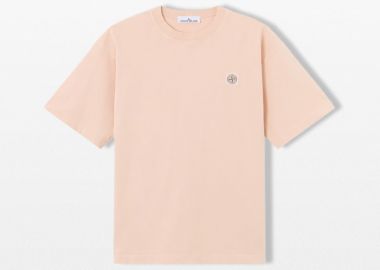 STONE ISLAND Ανδρικό Ροζ Regular Fit T-Shirt - STONE ISLAND - 