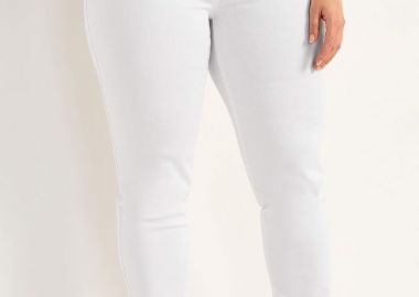 Straight jean με λάστιχο στη μέση σε denim white χρώμα -  - 