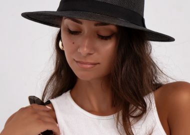 STRAW SUMMER BLACK HAT - fashionroom - 