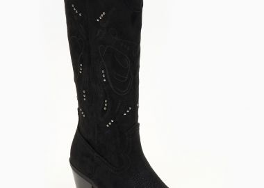 Suede cowboy με διακριτικά τρούκς - Μαύρο - Issue - 