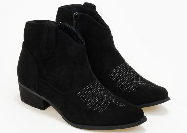 Suede cowboy μποτάκια - Μαύρο - Issue - 