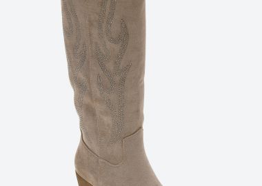 Suede cowboy μπότες με strass και διακοσμητικές φλόγες - Πούρο - Issue - 