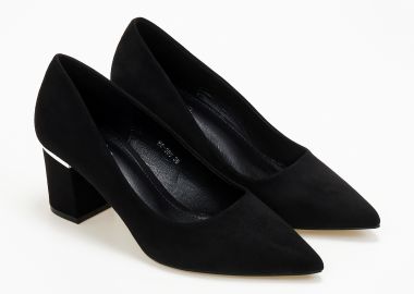 Suede γόβες με χοντρό τακούνι - Μαύρο - Issue - 