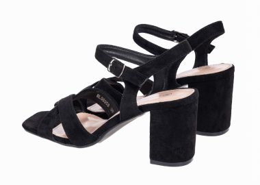 Suede καρέ πέδιλα με χοντρό τακούνι - Μαύρο - Issue - 