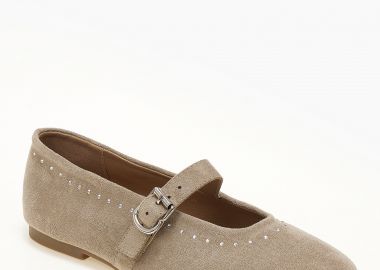 Suede μπαλαρίνες με διακριτικά strass - Πούρο - Issue - 