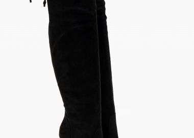 Suede over the knee μπότες με λεπτό τακούνι - Μαύρο - Issue - 