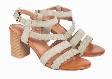 Suede πέδιλα με χοντρό τακούνι - Πράσινο - Issue - 