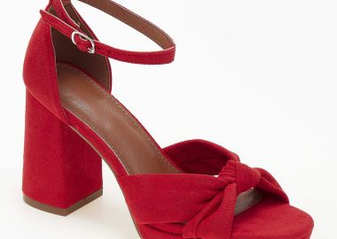 Suede πέδιλα με φιάπα - Κόκκινο - Issue - 