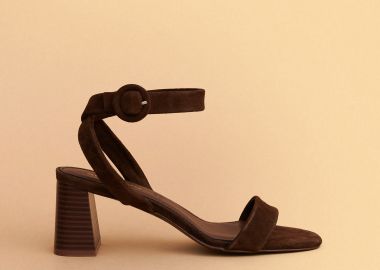 Suede πέδιλα με τακούνι και μπαρέτα - 5206179111928 -  - 