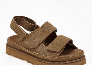 Suede σανδάλια flatform με λουράκια scratch - Κάμελ - Issue - 