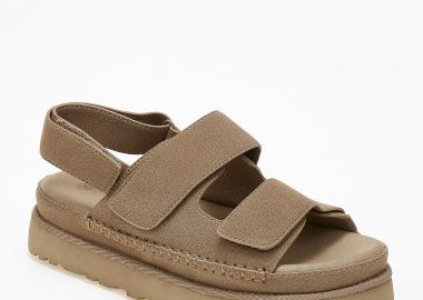 Suede σανδάλια flatform με λουράκια scratch - Πούρο - Issue - 