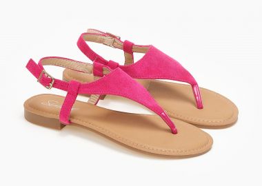 Suede σανδάλια με δίχαλο - Φούξια - Issue - 