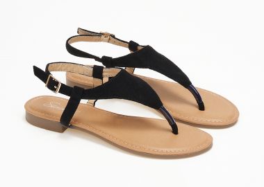 Suede σανδάλια με δίχαλο - Μαύρο - Issue - 