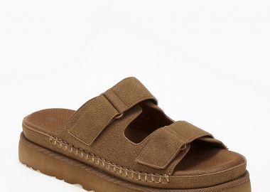 Suede σανδάλια με λουράκια scratch - Κάμελ - Issue - 