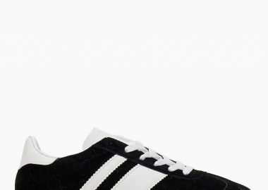 Suede sneakers δίσολα με ρίγες στο πλάι - Μαύρο - Issue - 