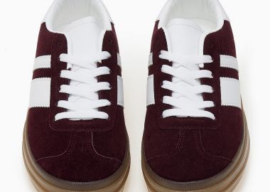 Suede sneakers δίσολα με ρίγες στο πλάι - Μπορντώ - Issue - 