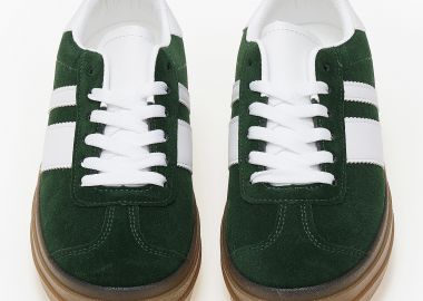 Suede sneakers δίσολα με ρίγες στο πλάι - Πράσινο - Issue - 